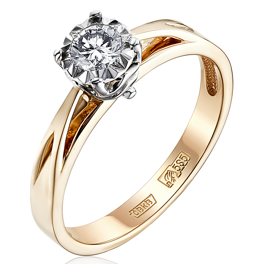 Кольцо, золото, бриллиант, 1-11-0807-101
